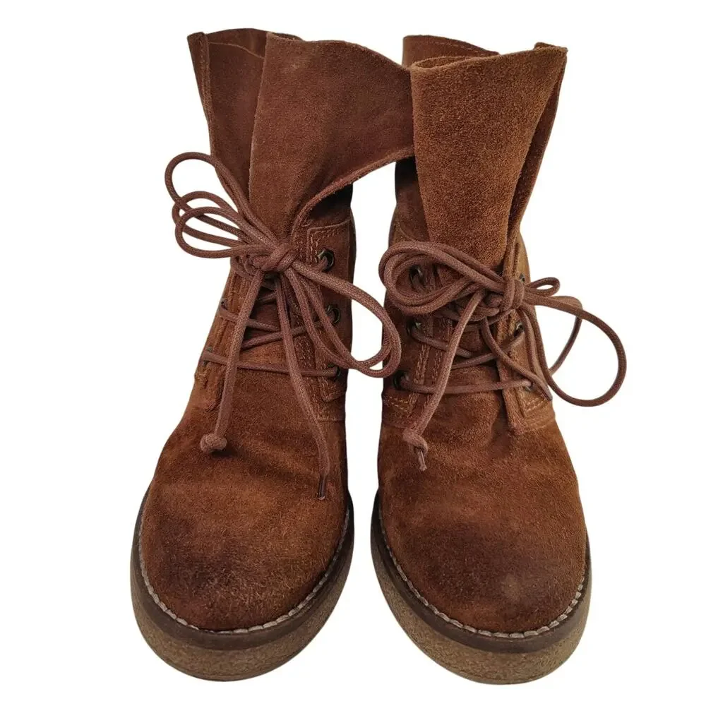 Vintage Brown Y2K Steve Madden wedge boots sz 7.5/38